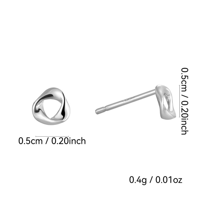 1 Pair 925 Sterling Silver 925 Sterling Silver Earrings Geometric Solid Color Ear Studs