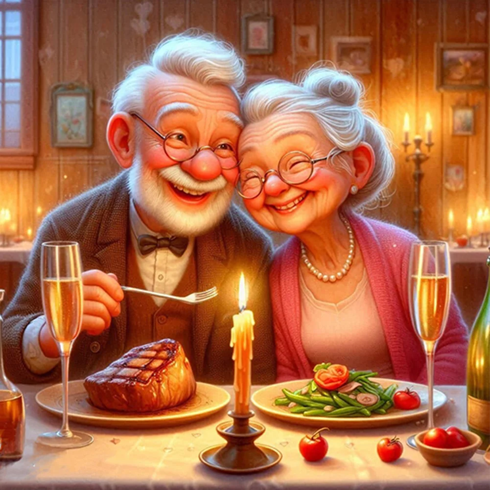 Partial AB Diamond Painting - Full Round Drill - Old People(Canvas|45*45cm)