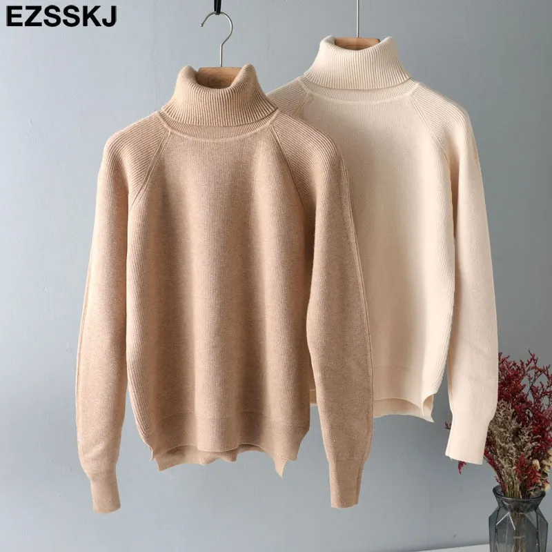 Pure color basic sweater thick Sweater Women Pullover Casual Turtleneck Long Sleeve Knit Sweater Female Jumpers