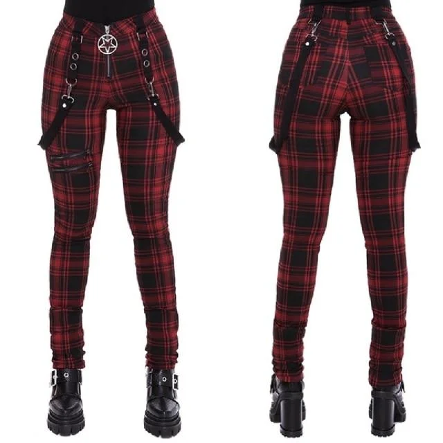 Gothic Punk Plaid Pants High Waist SP16362