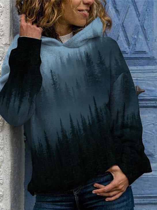 Printed Crew Neck Long Sleeve Sweatshirt