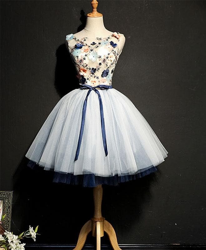 Cute Round Neck Tulle Short Prom Dress