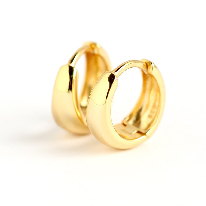 925 Sterling Silver Round Geometric Silver Polishing Stud Earrings