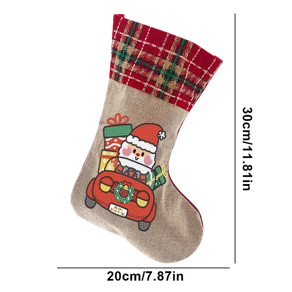 DIY Santa Christmas Socks Decor DIY Diamond Art Kits for Family Party Decoration(20*35cm)