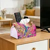DIY Diamond Art Tissue Box Holder Bird PULeather Diamond Art Desktop Organizer Resin Rhinestone Storage Organizers Gem Art Home Office Decor Craft Gift for Women