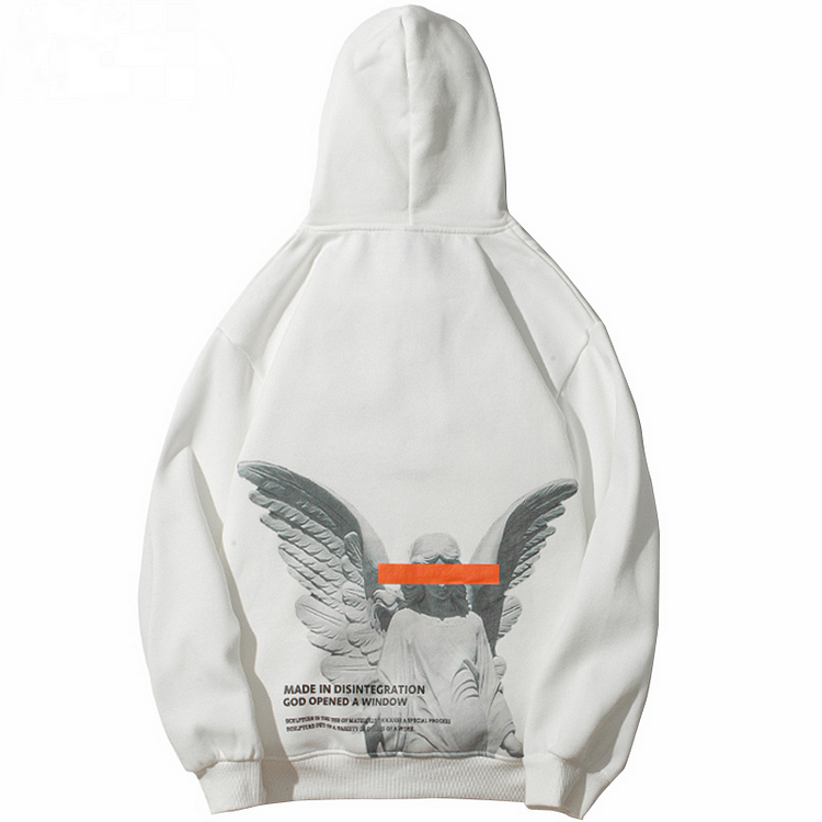 Hip Hop Streetwear Pullover Angel God Printed Hoodie Pocket Cotton Fleece Pullover Hooded Sweatshirt-VESSFUL