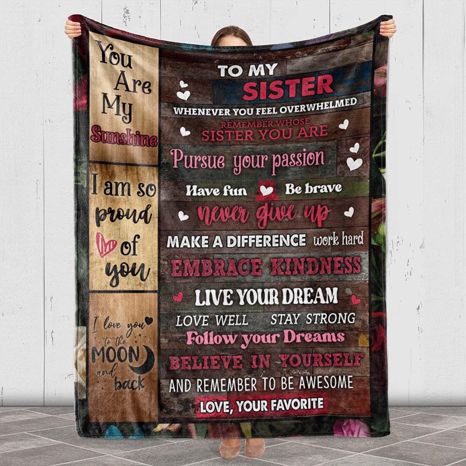 Loveyoufancy To My Sister Never Give Up Fleece Blanket