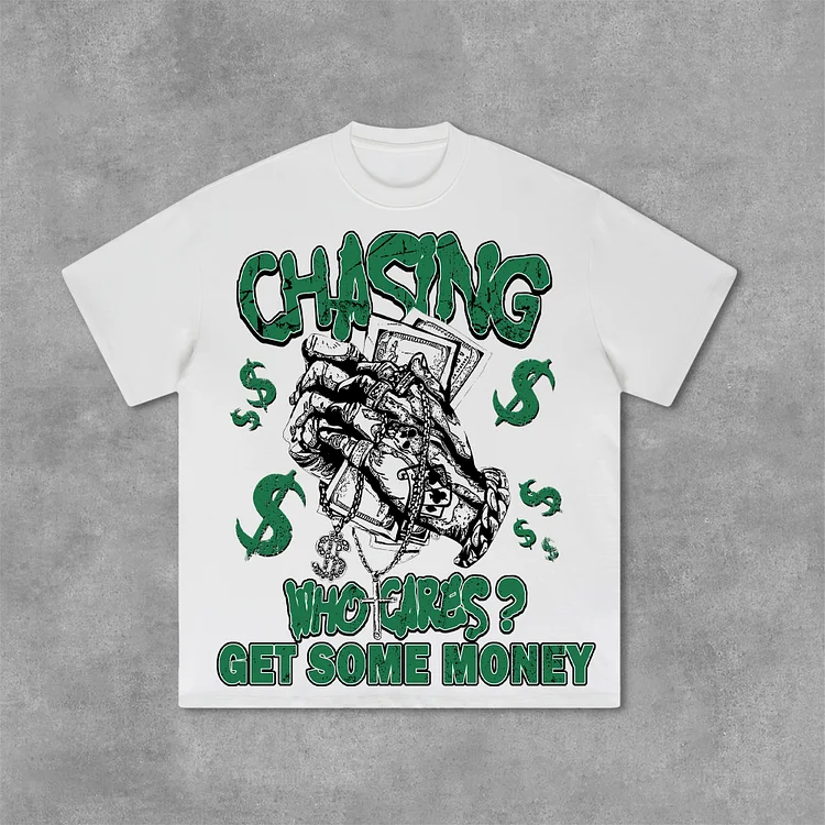 Vintage Chasing Money Graphic Print Cotton T-Shirt SOPULA