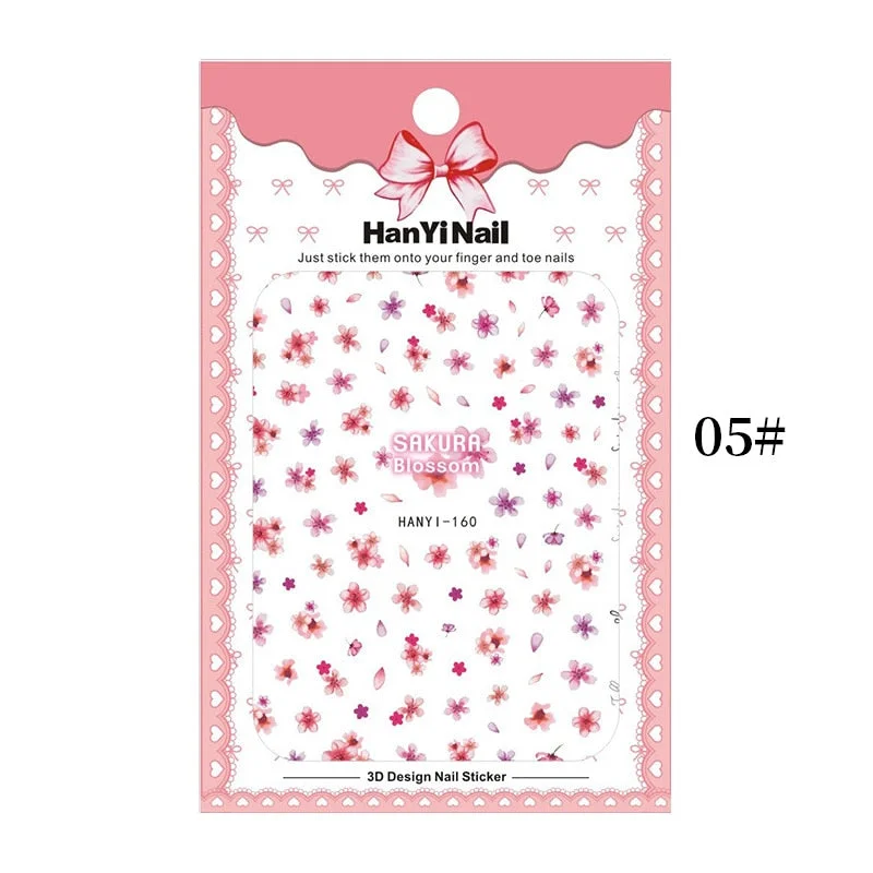 3D Charms Flowers Leaf Nail Art Stickers Watercolor Abstract Floral Nail Decal Sliders Manicures Nail Art Decorations For Autumn