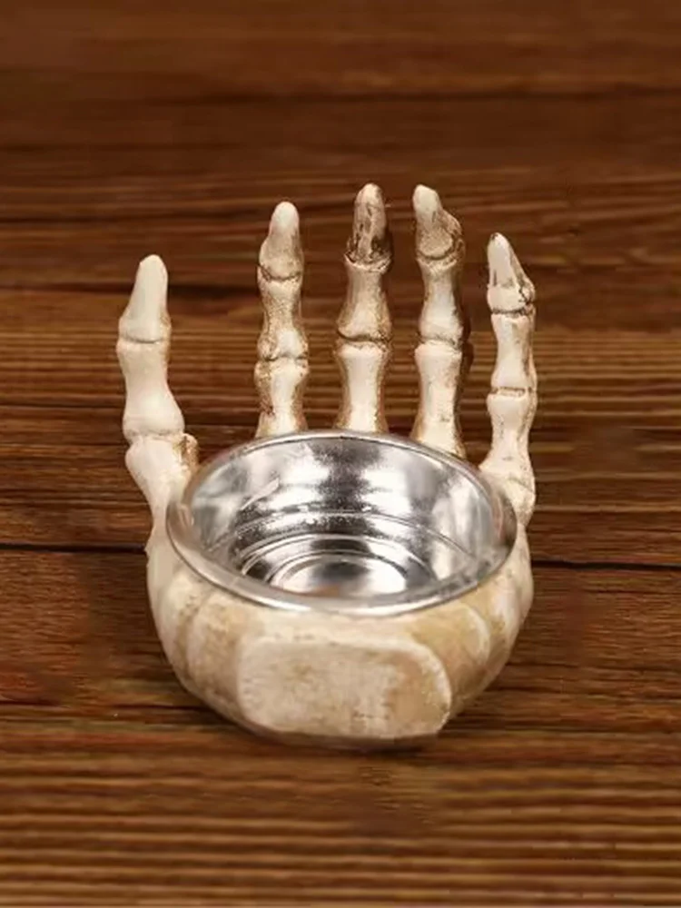 Halloween Decoration Palmar Skeleton Skull Candlestick