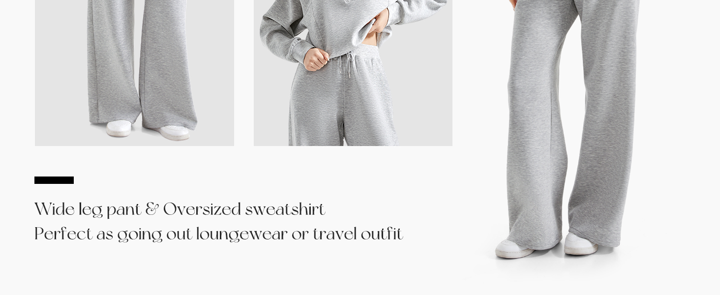 Two Piece Lounge Matching Set Wide Leg Sweatpant Half Zip Sweatshirt 11