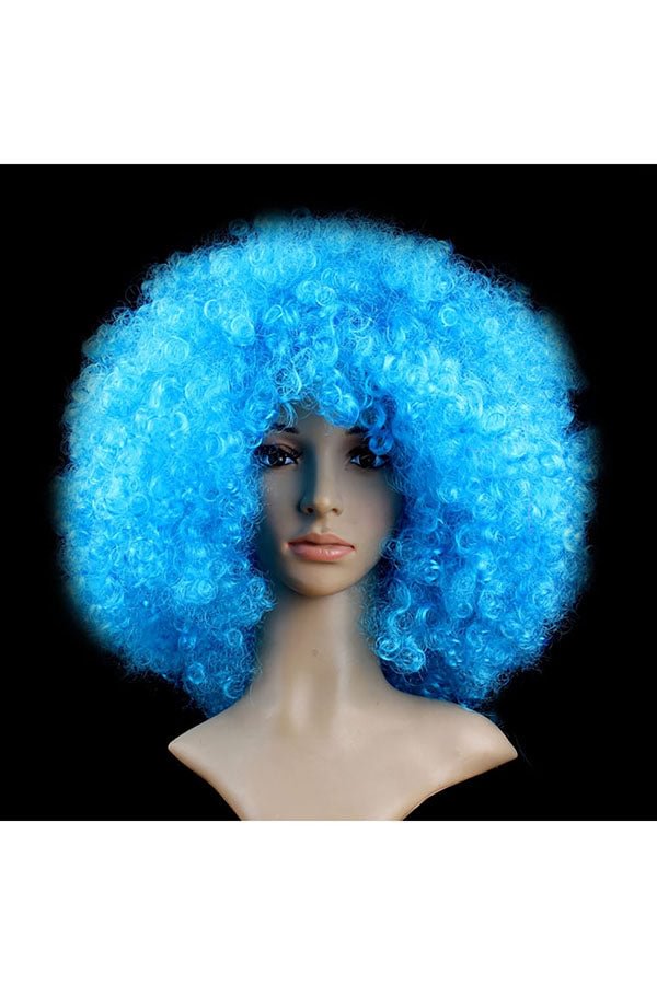 Wild-Curl Up Wig For Halloween Christmas Party Masquerade Light Blue-elleschic