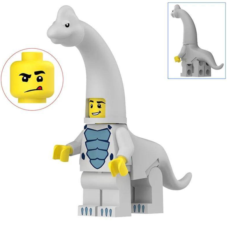 Light Blue Brachiosaurus Costumed Fan Custom Minifigure Minifigure Bricks monstertoys