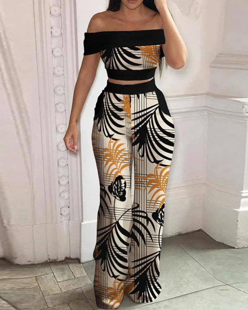 Off Shoulder Jacket Casual Pants Set