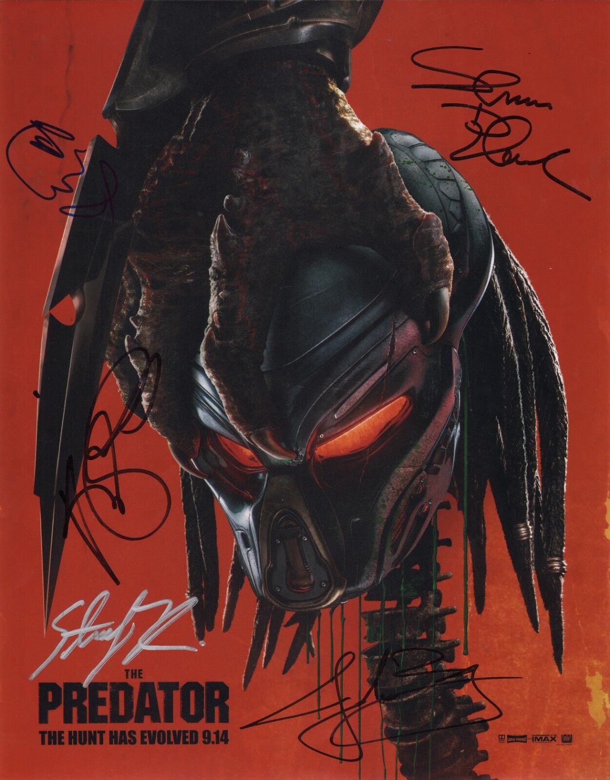 THE PREDATOR (2018) Cast x5 Authentic Hand-Signed SHANE BLACK 11x14 Photo Poster painting