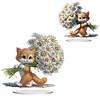Diamond Painting Acrylic Daisy Orange Cat Desktop Diamond Painting Art Kits for Adults