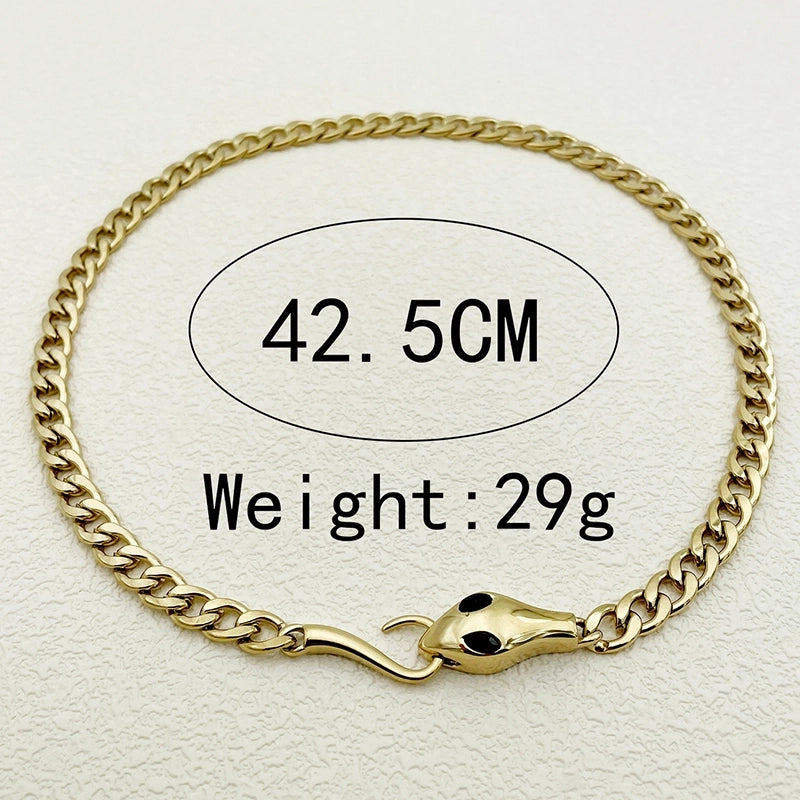 Classical Vintage Style Punk Snake 304 Stainless Steel 14K Gold Plated Plating Pendant Necklace