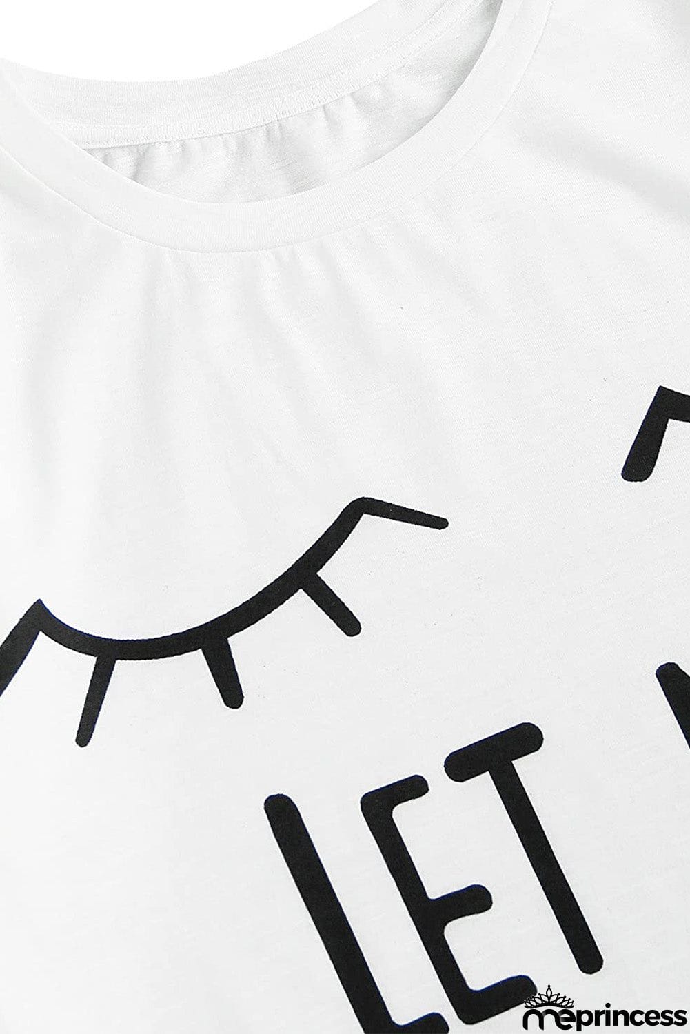 White Eyelash Slogan Tee and Drawstring Shorts Lounge Set
