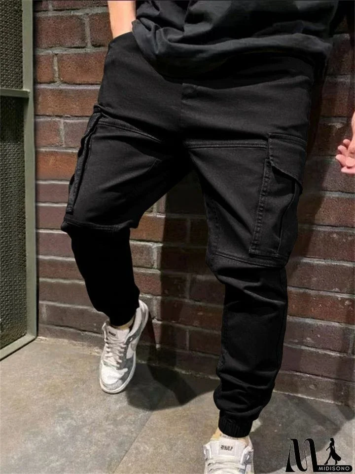 MidiSono - Hip-Hop Loose Multi Pockets Cargo Pants for Fashion Men