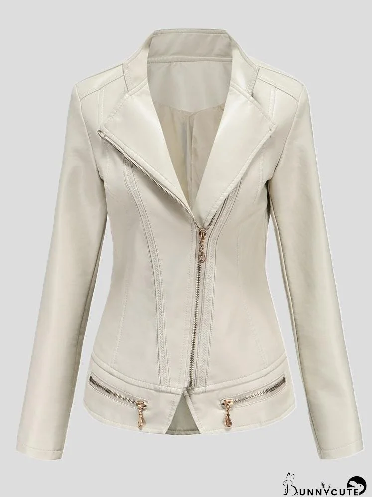 Jackets Lapel Zipper Pu Jacket Small Jacket for Women