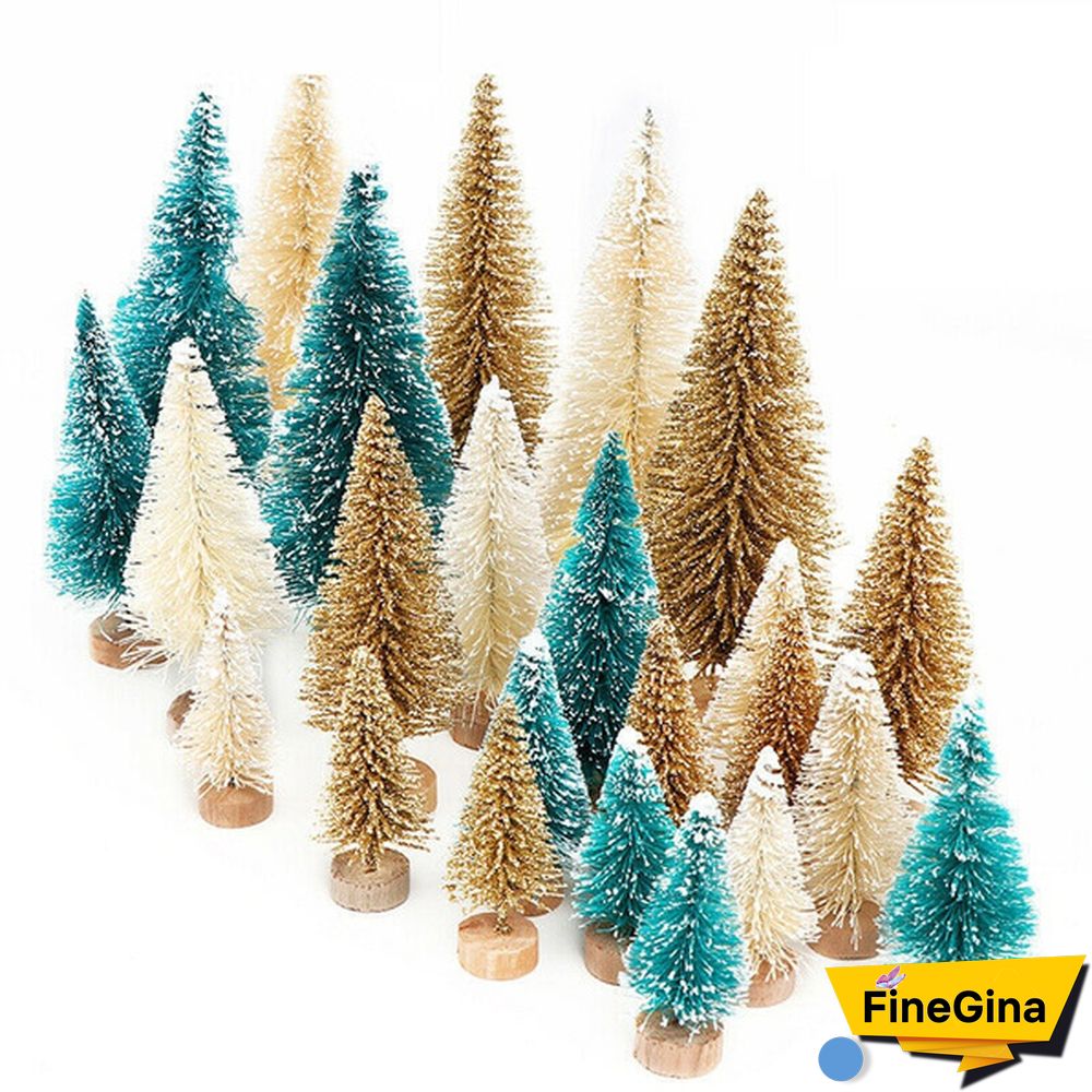 Wholesale 12/24Pcs Tabletop Christmas Pine Tree Xmas Mini Snow Trees Small Decoration Gifts