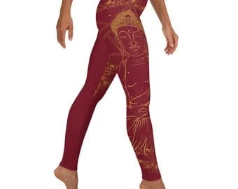 Pornhint Gold Buddha Chakra Boho Full Length Leggings | Namaste | Yoga | Meditate | Chakra - Custom Full Length Leggings