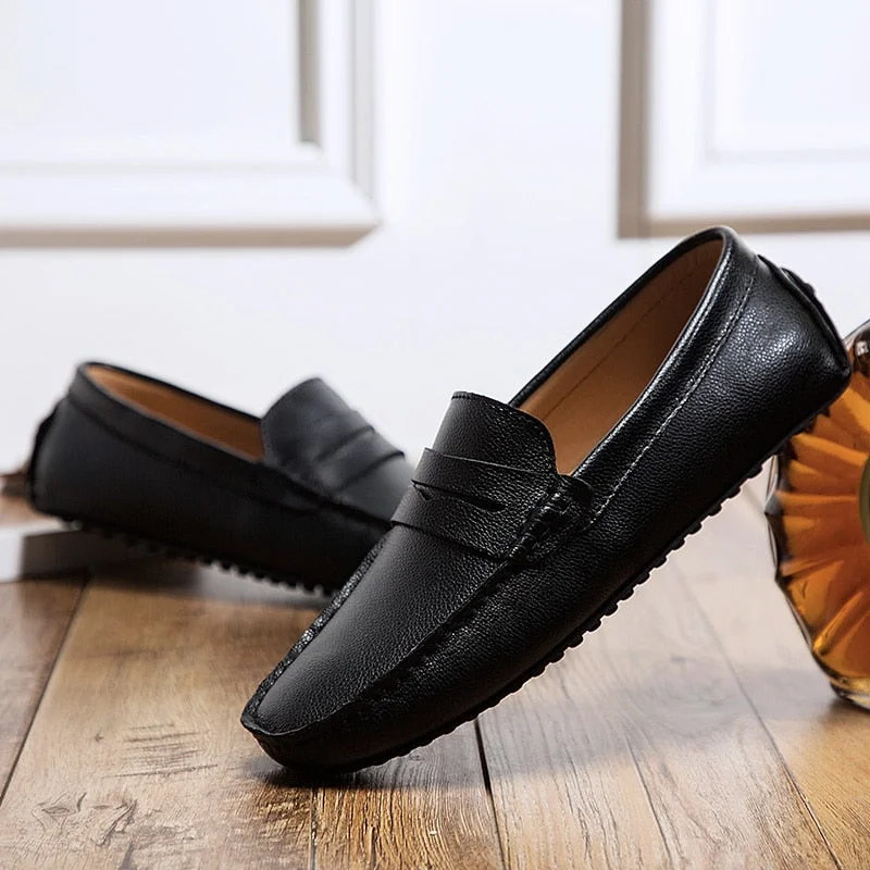 Casual Shoes Men Loafers slip on Luxury Brand Genuine Leather Driving Shoes Men Italian fashion Man Moccasins big size 49