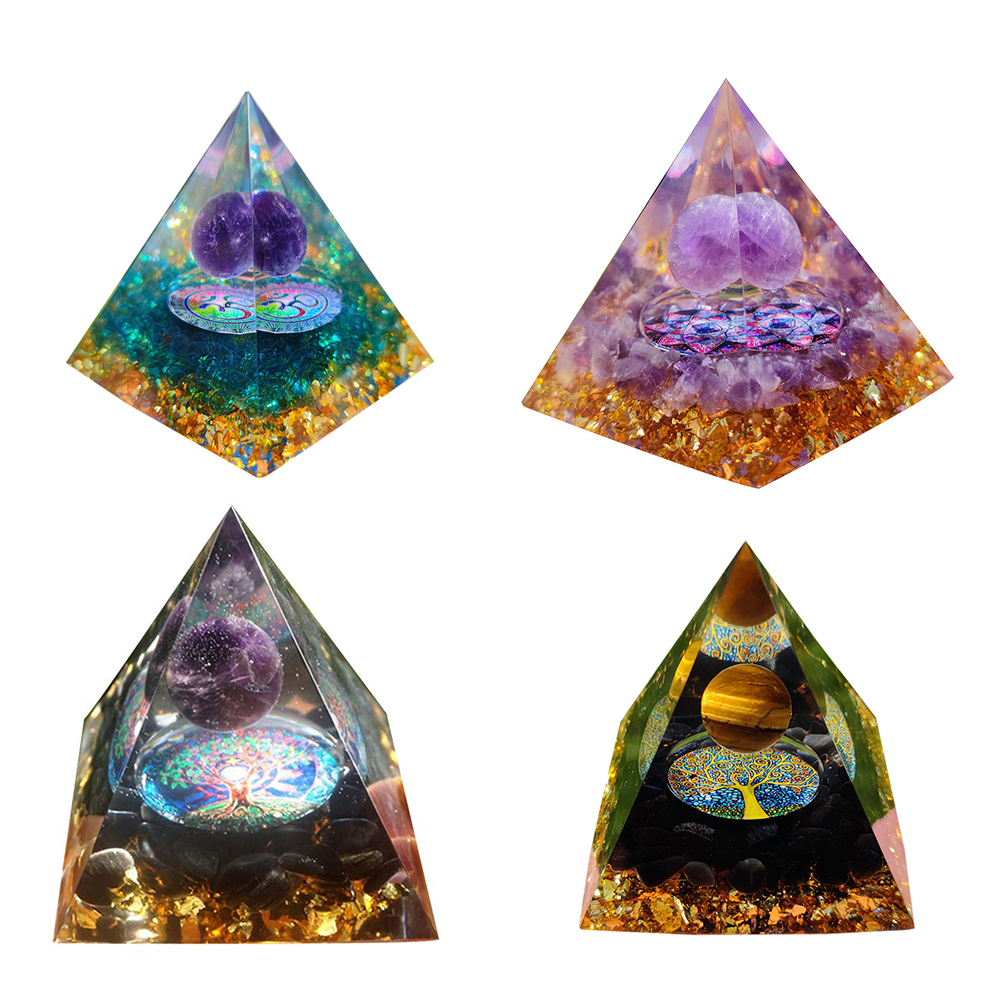 

Natural Healing Crystals Orgonite Energy Stone Pyramid Sculpture Resin Gift, 501 Original