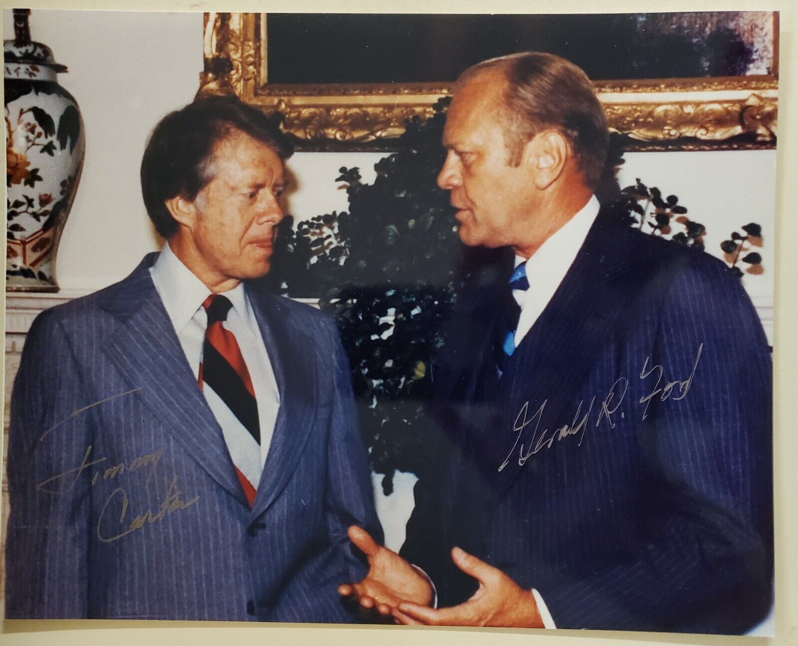 JIMMY CARTER & GERALD FORD SIGNED AUTOGRAPHED COLOR 8X10 Photo Poster painting