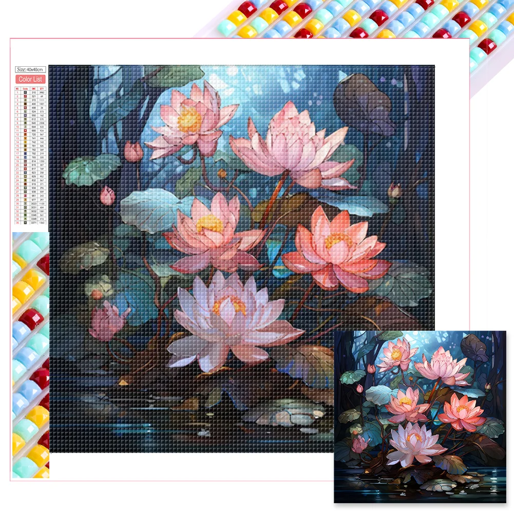 Full Square Diamond Painting - Stained Glass Lotus(Canvas|45*45cm)