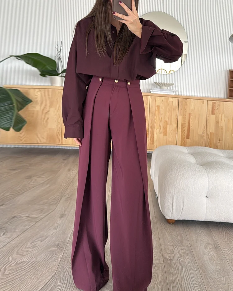 Lapel casual solid color two-piece suit