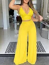 Crochet Plunging Empire Wide Leg Suits