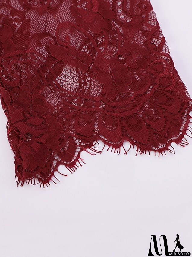 Women's Plus Size Party Dress Solid Color Crew Neck Lace 3/4 Length Sleeve Spring Summer Casual Prom Dress Midi Dress Party Work Dress / Lace Dress / Homecoming Dress