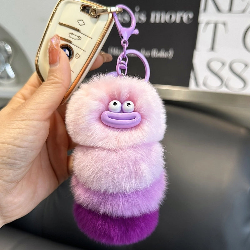 Cute Caterpillar Plush Unisex Bag Pendant Keychain