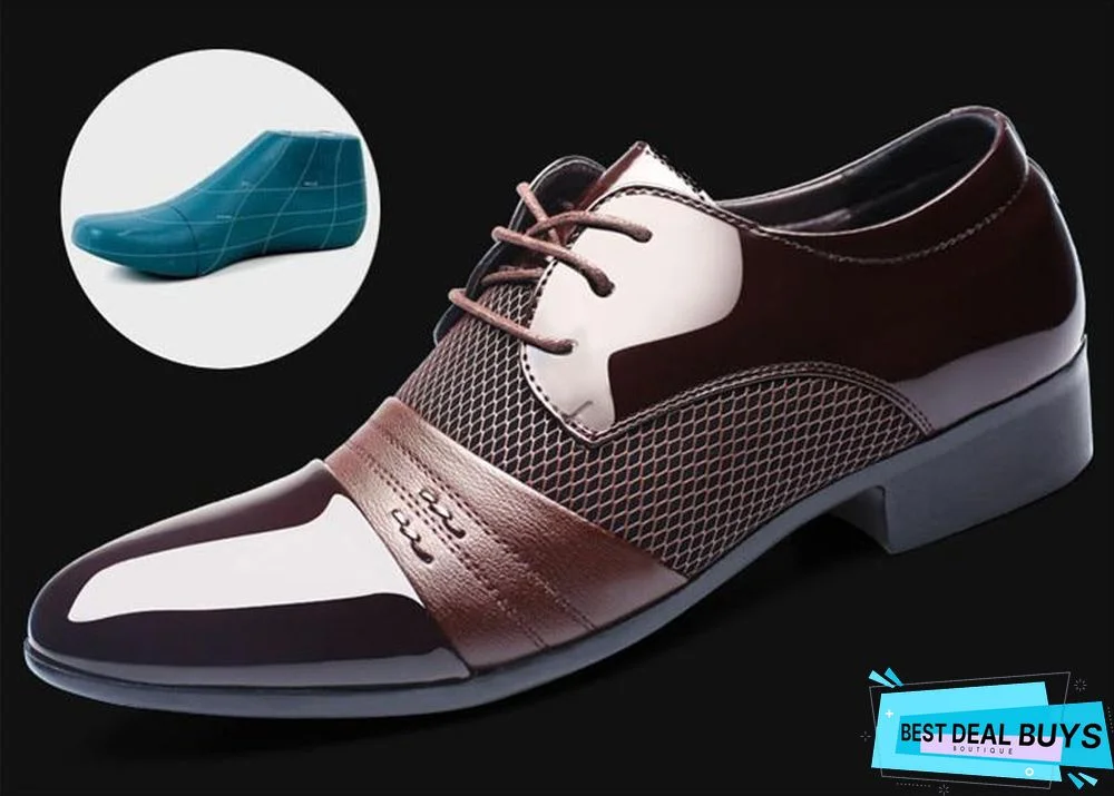 Men Leather Shoes Oxford Pu Leather Breathable Business Flat Shoes