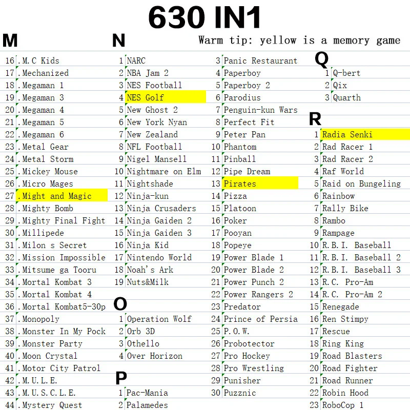 630in1 Classic Collection-Nes Mini and Famicom Mini Games+600 Classic NES Multicart Game Cartridge For 8 bit 72 pin NES console | Region Free