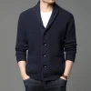 New men's long sleeve cardigan pocket turtleneck solid color sweater