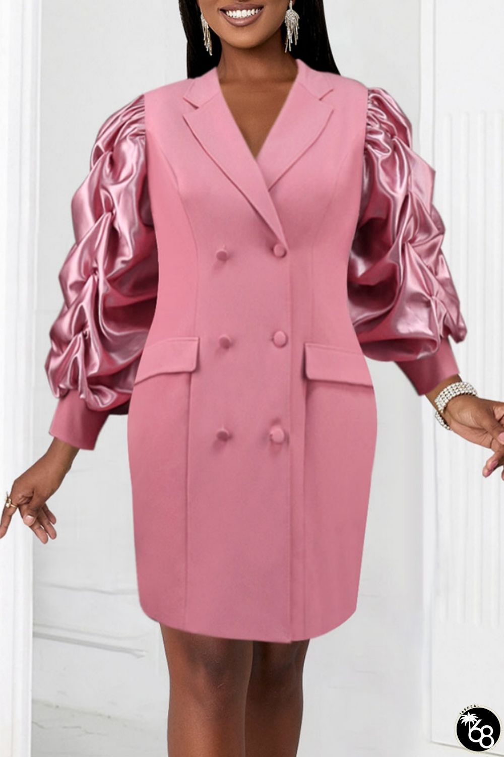 Casual Solid Patchwork Turndown Collar Suit Dress Dresses | 168DEAL