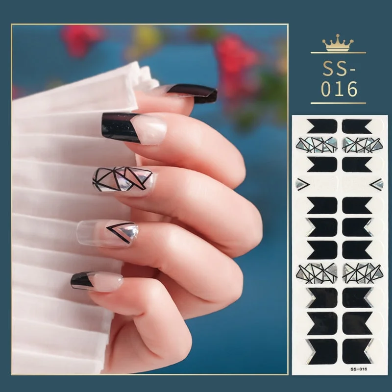 22Tips Colorful Nail Stickers Nail Accesoires Full Cover Stickers for Nails Self Adhesive Nail Art Nails Sticker Designer Shiny