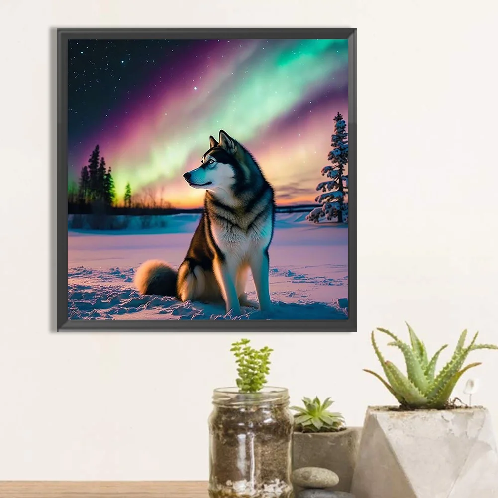 Diamond Painting - Full Round Drill - Aurora Snow Wolf(Canvas|40*40cm)