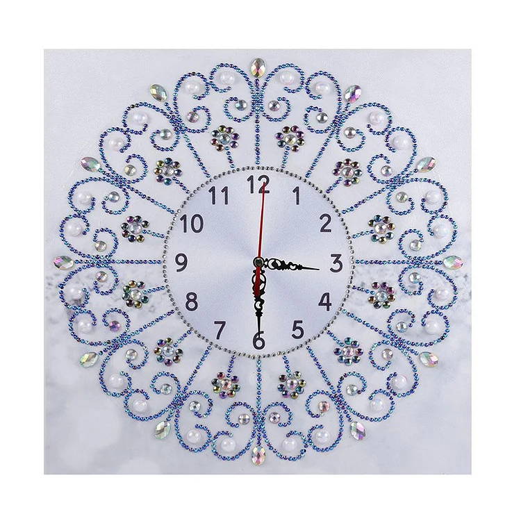 White Flower Clock Special Drill Diamond Painting 35X35CM(Canvas) gbfke