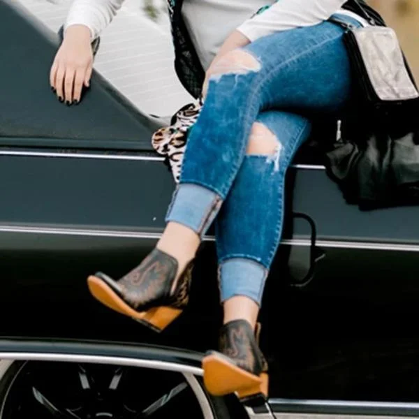 Women's  Western Distressed Leather Boots