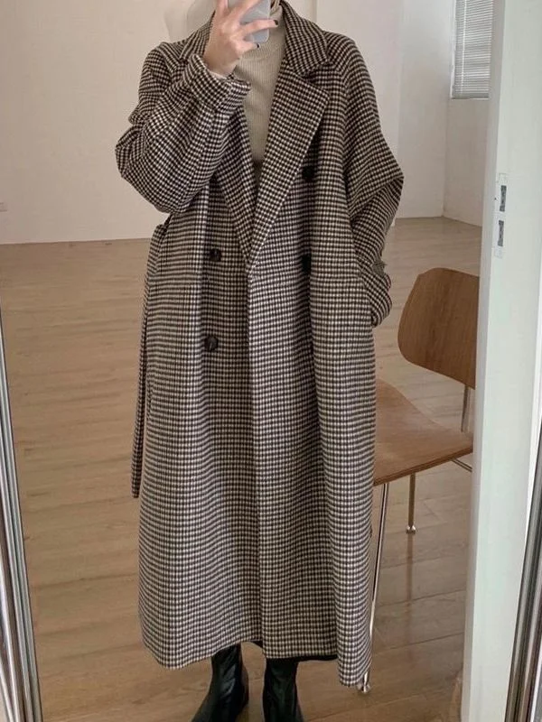 DarkAcademias Houndstooth Long Coat / DarkAcademias /Darkacademias