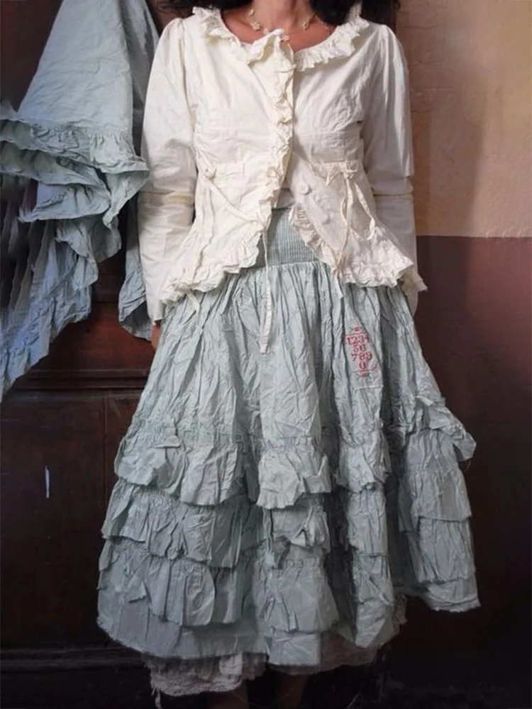 Lässiges zweiteiliges Set aus Baumwolltop und Kleid im Retro-Landhausstil für Damen