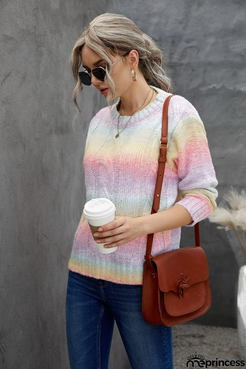 Cable Knit Tie-dye Wool Sweater
