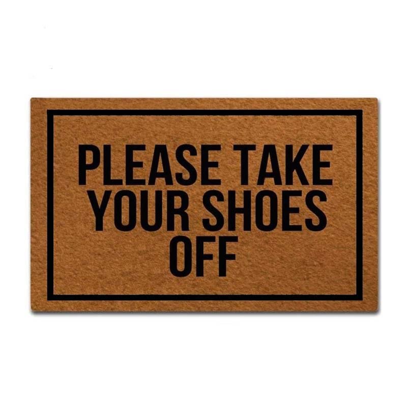Athvotar Take Your Shoes Off - woven outdoor mat design doormat for entrance door Funny Front indoor rug mat non slip