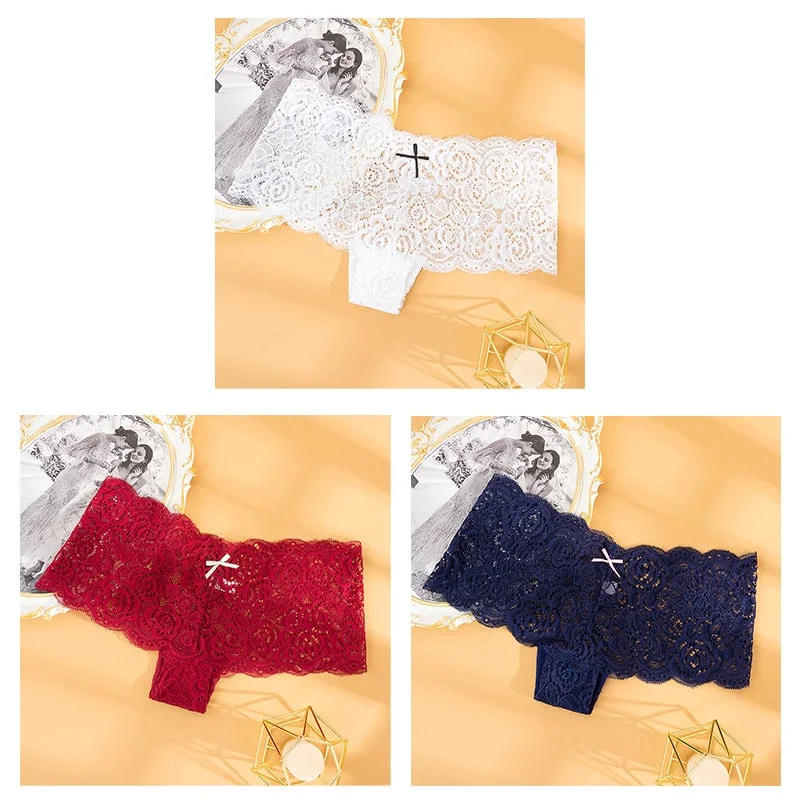 Sexy Women's Panties Boyshort Soft Comfortable Lace Underpants Female Transparent Hollow Out Knickers Underwear Lingerie