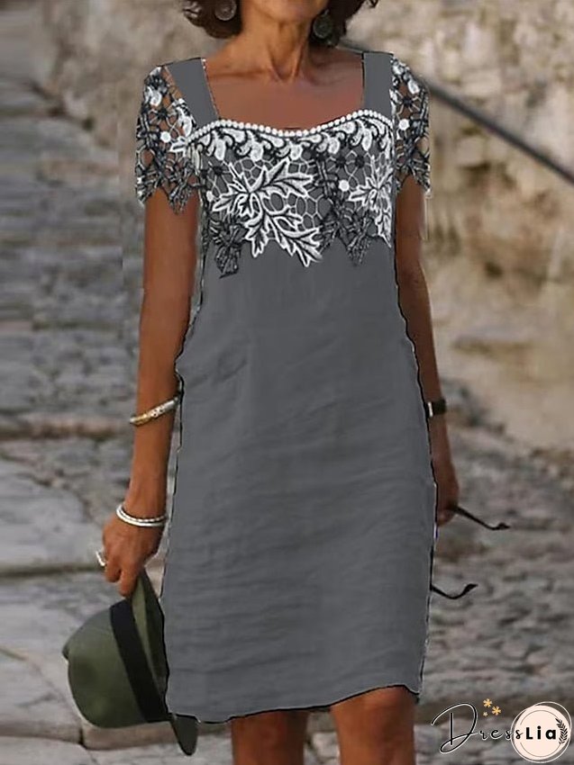 Women's Casual Dress Cotton Linen Dress Shift Dress Midi Dress Cotton Blend Fashion Modern Outdoor Daily Vacation