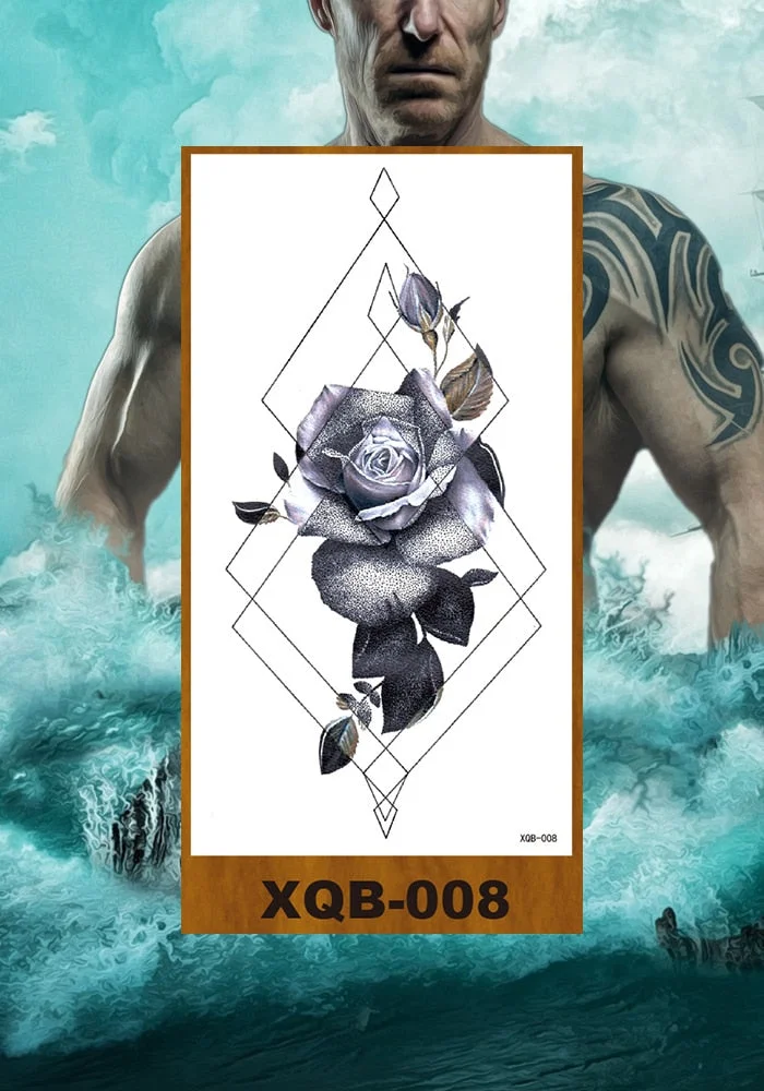 Temporary Tattoos Stickers Women Girl Chest Arm Fake Tatoo Lotus Peony Rose Magnolia Flowers Totem Face Body Makeup Waterproof