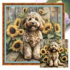 Sunflower Teddy Full 11CT 3 Strands DIY Stamped Cross Stitch Kits 40x40cm Embroidery Needlepoint Starter Kit for Beginners Adults Gift Home Wall Decor